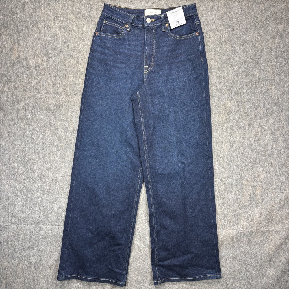 Fabletics High Rise Wide Legs Jeans Women's 29 x 32 Blue Denim Stretch Dark New